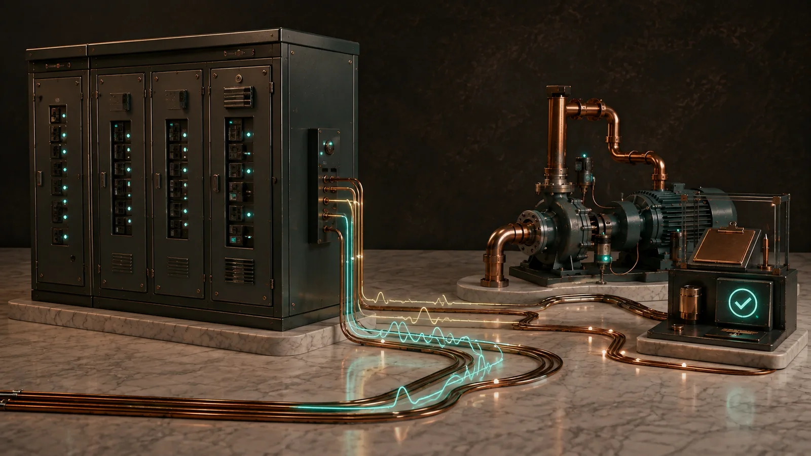Enclosed electrical metering connected to equipment load signatures and operating records