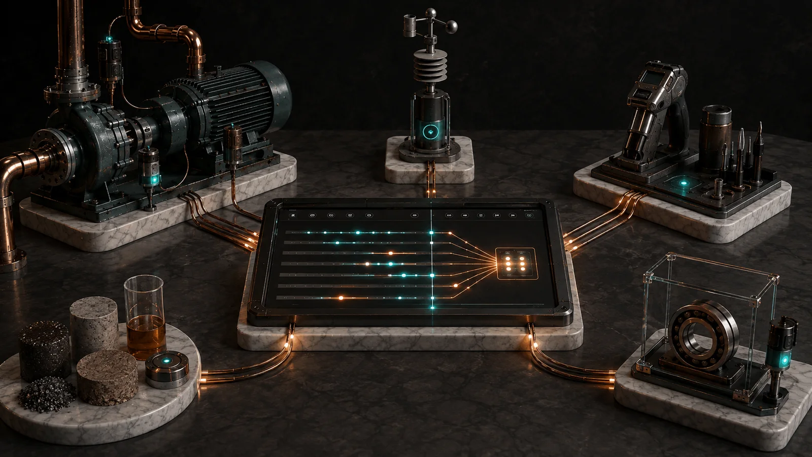 Time-aligned industrial events converging into a traceable investigation path