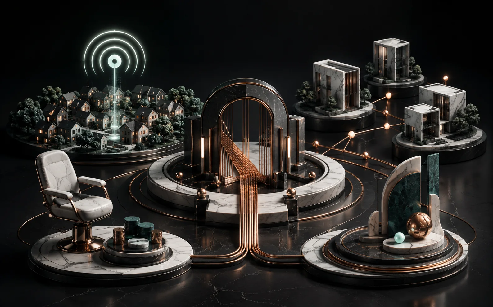 Local growth, controlled call routing, property operations, and salon analysis connected as distinct service-business practices